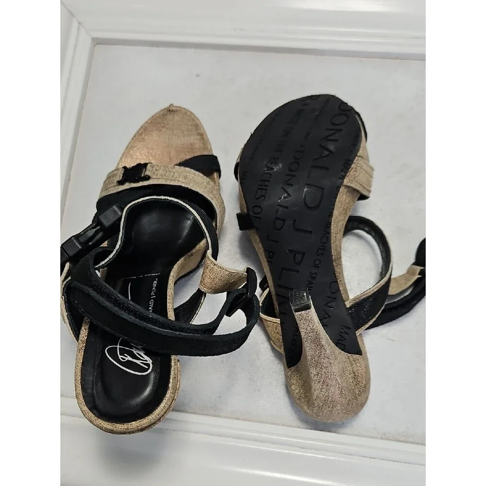 NWOT Donald J. Pliner Two-Tone Black and Tan High Heel Strappy Sandals 6M
